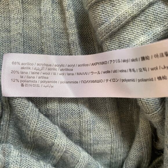 ZARA Ribbed Sweater L-XL Sage Green‎ Slouchy Knit Wool Blend Cozy Luxe Minimal - Picture 7 of 7